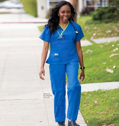 Comfortable Blue Nurse Scrub Top Only, Medical Uniform